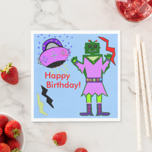 Serviette En Papier Serviettes de fête Robot Fille Mignonne Vaisseau S