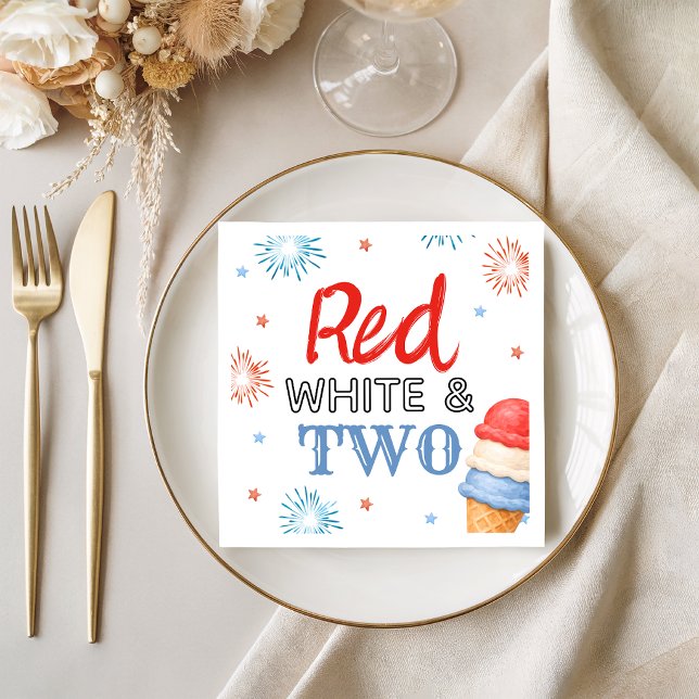 Serviette En Papier Serviettes de fête Rouge Blanc et Deux Glaces (Créateur téléchargé)