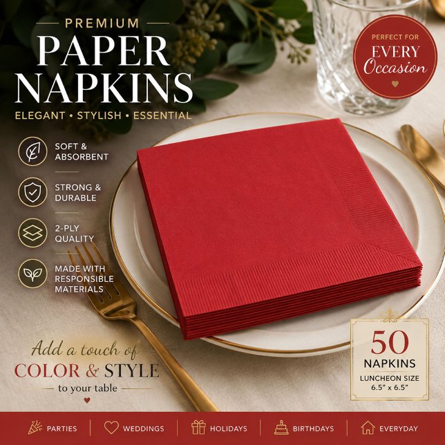 Serviette En Papier Serviettes de fête rouges de luxe pour célébration (Créateur téléchargé)