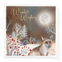 Serviettes de fête Scène hivernale Vœux d'hiver
