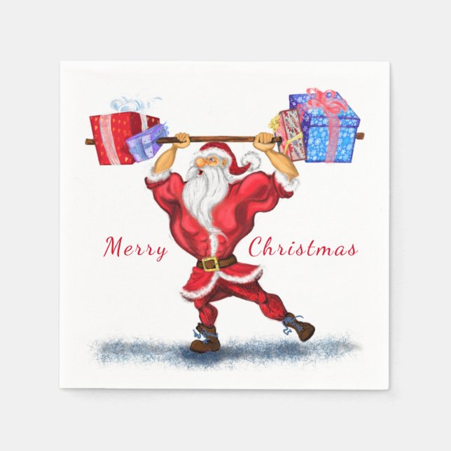 Serviette En Papier Serviettes de fitness Santa Claus (Devant)