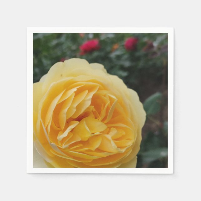 Serviette En Papier Serviettes de fleurs de rose jaune (Devant)