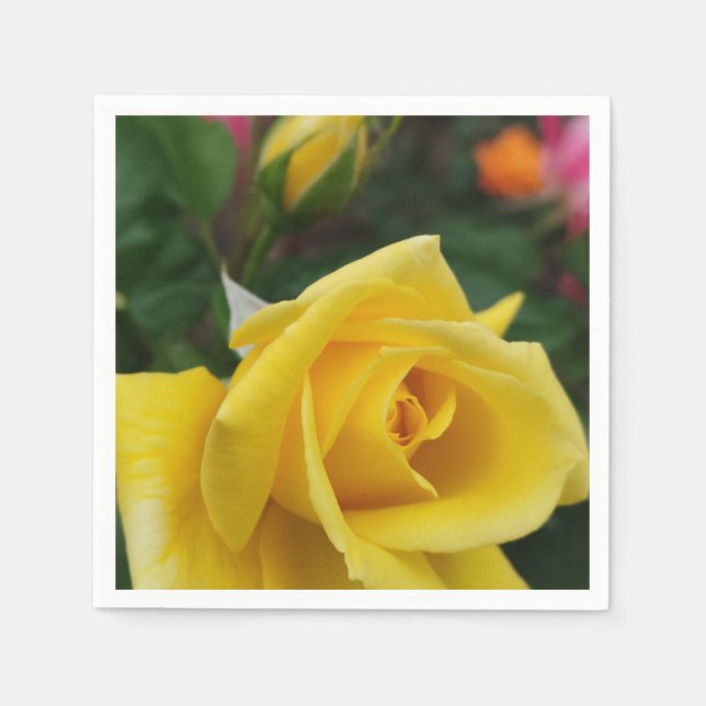 Serviette En Papier Serviettes de fleurs de rose jaune (Devant)