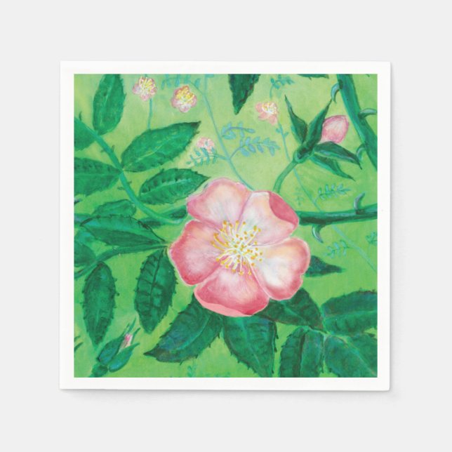 Serviette En Papier Serviettes de fleurs roses sauvages (Devant)