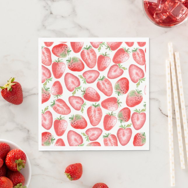 Serviette En Papier Serviettes de fraises | Anniversaire des fraises (En situation)