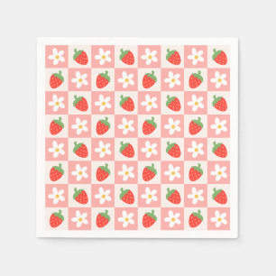 Serviette En Papier Serviettes de fraises et fleurs