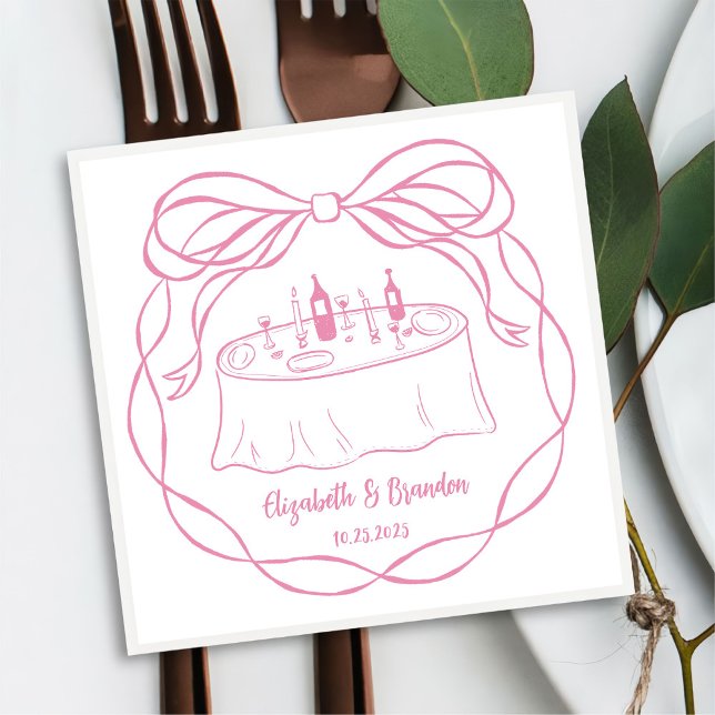 Serviette En Papier Serviettes de gâteau Mariage rose à main (Créateur téléchargé)
