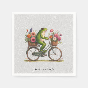 Serviette En Papier Serviettes de grenouille à bicyclette florales