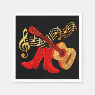 Serviette En Papier Serviettes De Guitare Et Botte De Cowboy Western P