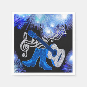 Serviette En Papier Serviettes De Guitare Et Botte De Cowboy Western P