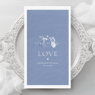 Serviette En Papier Serviettes de invité florales bleu poussiéreux ave