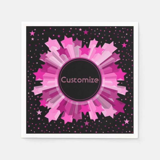 Serviette En Papier Serviettes de la fête de Starburst rose (Devant)
