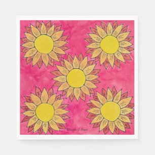 Serviette En Papier Serviettes de la fête des fleurs de tournesol pein