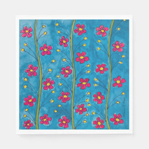Serviette En Papier Serviettes de la partie de fleurs de pavot peint