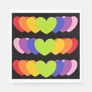 Serviette En Papier Serviettes de la partie noire avec Coeurs de coule