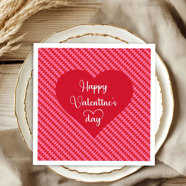 Serviette En Papier Serviettes de la Saint-Valentin Cœurs Roses Rouges (Pink Red Hearts Valentine Napkins Romantic Table Decor)