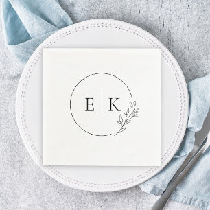 Serviette En Papier Serviettes de logo Mariage modernes