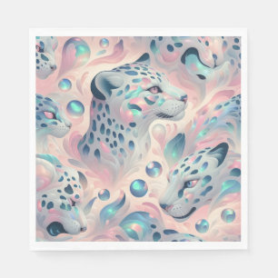 Serviette En Papier Serviettes de luxe imprimées léopard opale