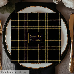 Serviette En Papier Serviettes de luxe noir paillettes or Fête cocktai