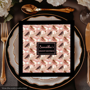 Serviette En Papier Serviettes de luxe personnalisées or rose et noir