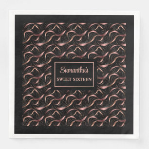 Serviette En Papier Serviettes de luxe Rose Gold et Noir Brillantes