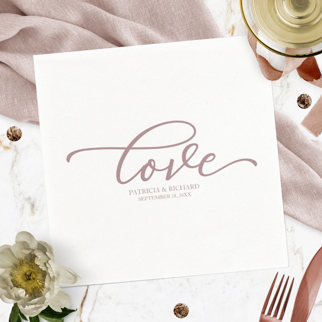 Serviette En Papier Serviettes de mariage à calligraphie chic - Amour (Créateur téléchargé)