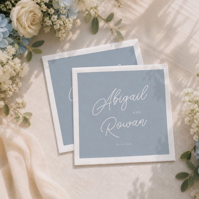 Serviette En Papier Serviettes de mariage à écriture moderne minimale  (Créateur téléchargé)