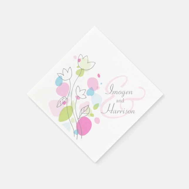 Serviette En Papier Serviettes de mariage à fleur confetti moderne (Coin)