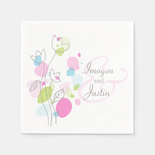 Serviette En Papier Serviettes de mariage à fleur confetti moderne