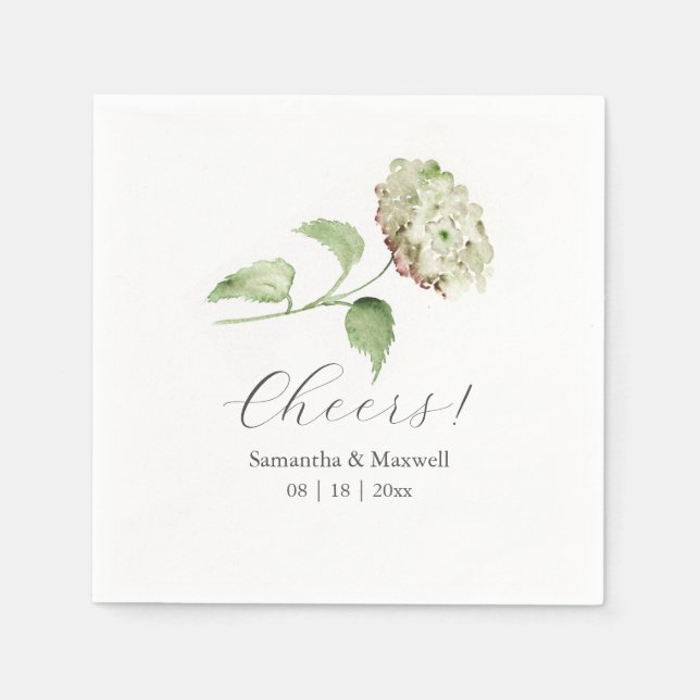 Serviette En Papier Serviettes de mariage à l'hortensia vert (Devant)