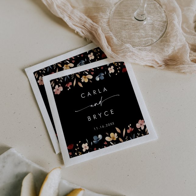 Serviette En Papier Serviettes de mariage à monogramme de fleurs sauva (Créateur téléchargé)