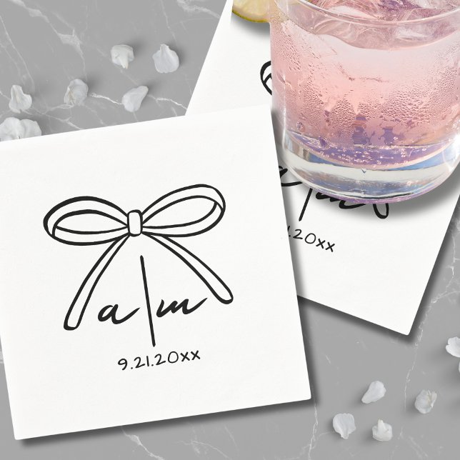 Serviette En Papier Serviettes de mariage à monogramme fantaisiste des (Hand Drawn Whimsical Wedding Monogram Napkins)