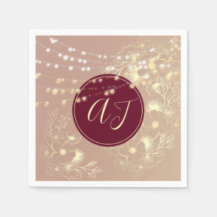 Serviette En Papier Serviettes de mariage à monogramme floral