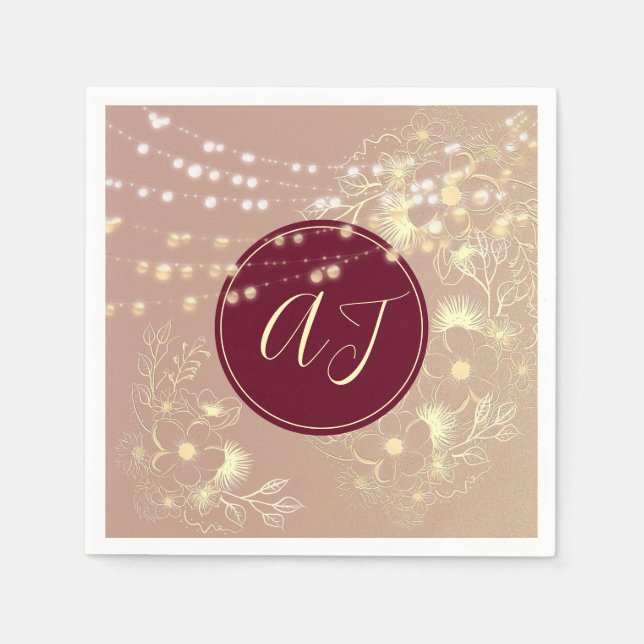 Serviette En Papier Serviettes de mariage à monogramme floral (Devant)