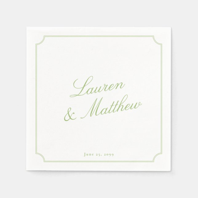 Serviette En Papier Serviettes de mariage à motif élégant Citrus Green (Devant)