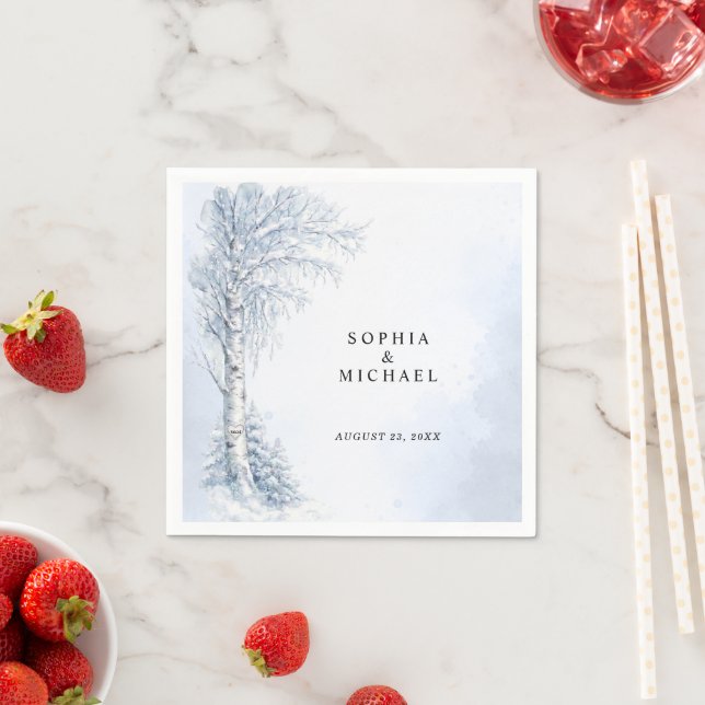Serviette En Papier Serviettes de mariage Arbre birch gelé (En situation)