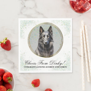Serviette En Papier Serviettes de mariage au chien de berger belge ave