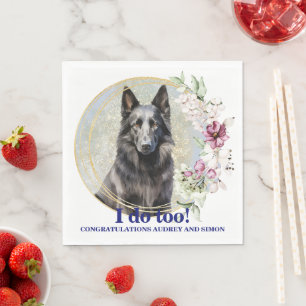 Serviette En Papier Serviettes de mariage au chien de berger belge ave