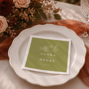 Serviette En Papier Serviettes de mariage automnales citrouille vert o