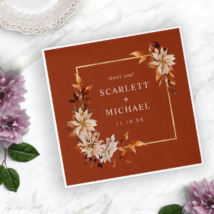 Serviette En Papier Serviettes de mariage automnales en terre cuite