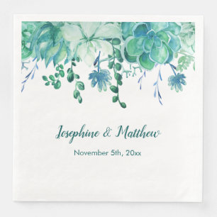 Serviette En Papier Serviettes de mariage aux succulentes aquarelles v