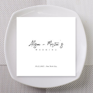Serviette En Papier Serviettes de mariage avec date et ville écrites à