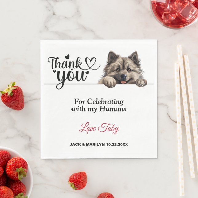 Serviette En Papier Serviettes de mariage avec photo de chien Keeshond (En situation)