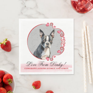 Serviette En Papier Serviettes de mariage avec photo de Terrier de Bos