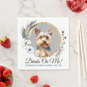 Serviette En Papier Serviettes de mariage avec photo de Terrier du Yor