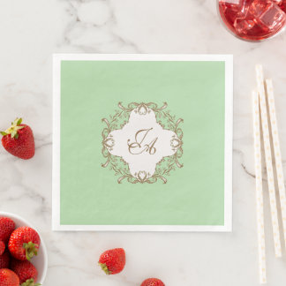 Serviette En Papier Serviettes de mariage baroques vert menthe