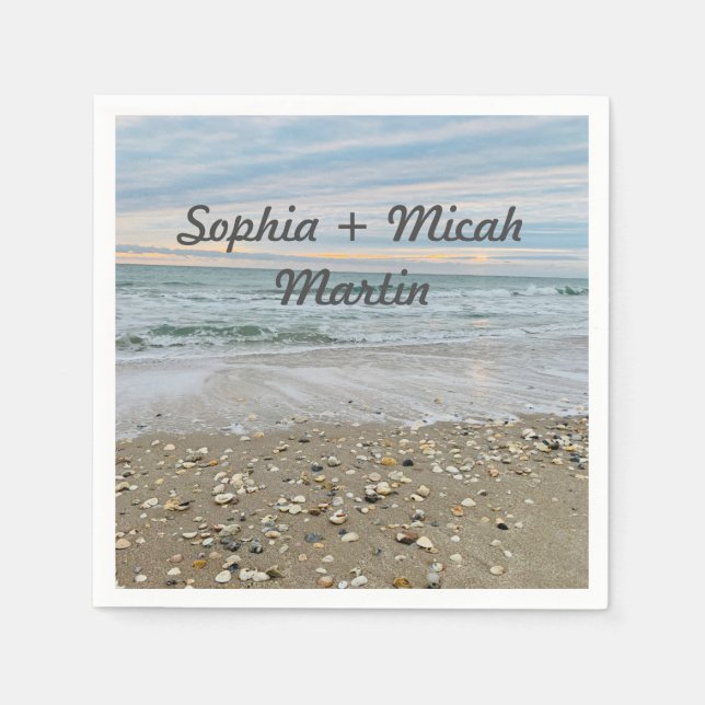 Serviette En Papier Serviettes de mariage bleu coquille (Devant)