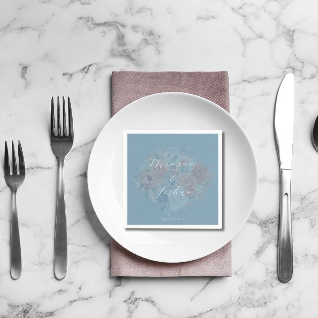 Serviette En Papier Serviettes de Mariage bleu Dusty (Créateur téléchargé)