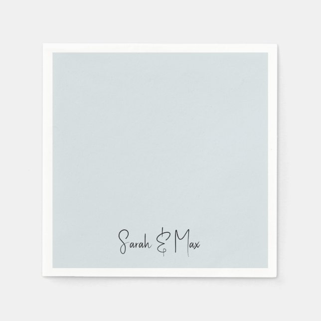 Serviette En Papier Serviettes de Mariage bleu glace personnalisées (Devant)