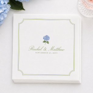 Serviette En Papier Serviettes de mariage bleu hydrangea citrus vert